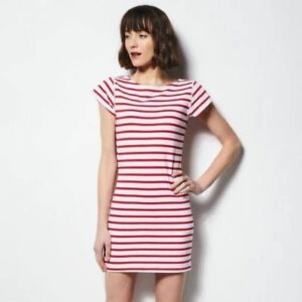 Milly For Design Nation Womens Dress Size Large Red/White Striped Mini T-Shirt